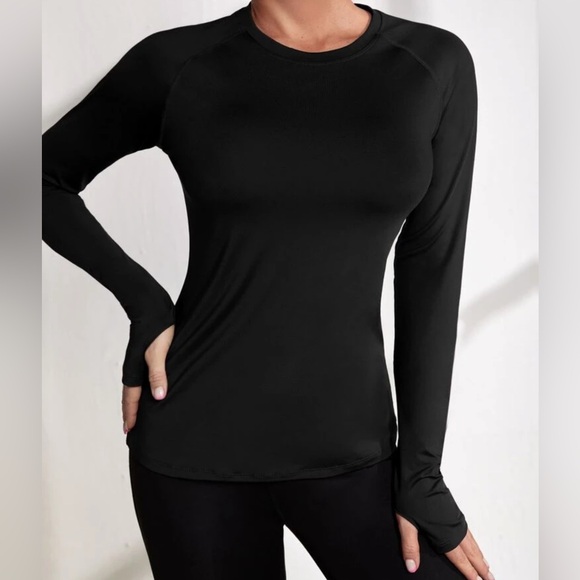 SHEIN Black Fitted Long Sleeve Tee - Picture 2 of 3